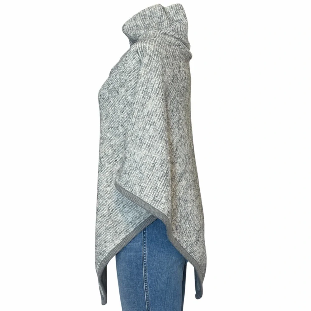 Johnston & Murphy Heather Gray Knit Funnel Neck Poncho One Size Lined